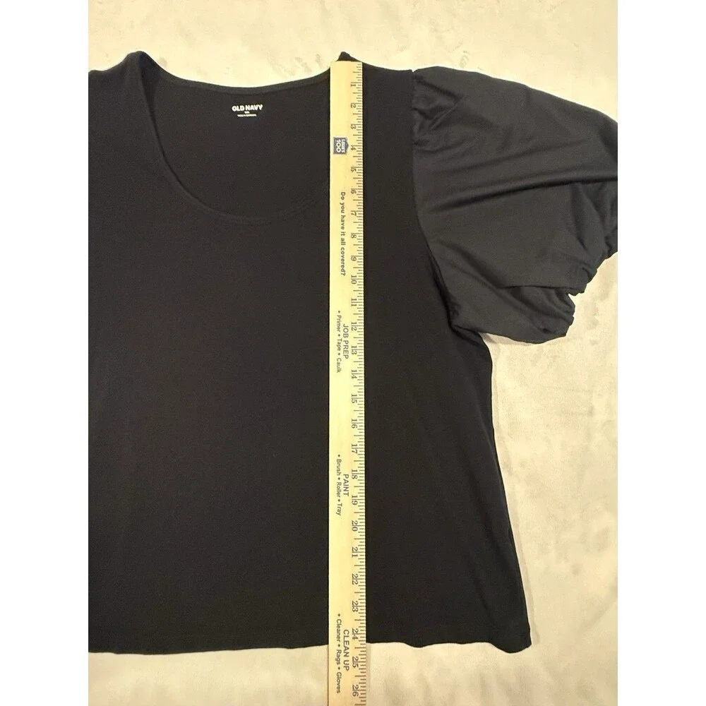 Old Navy Womens Black Knit Scoop Neck Puff Short Sleeve Pullover Top XXL